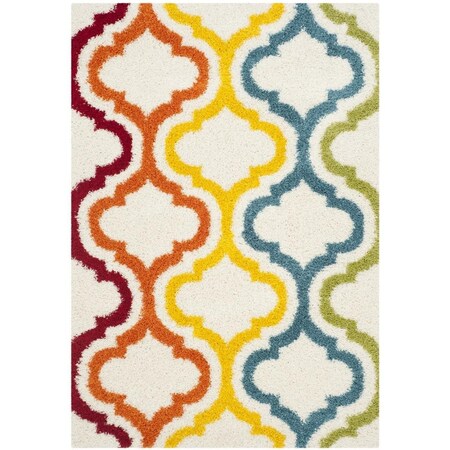 Safavieh 2 ft.-3 in. x 9 ft. Rectangle Shag Kids Power Loomed Rug; Ivory & Multi Color SGK561A-29